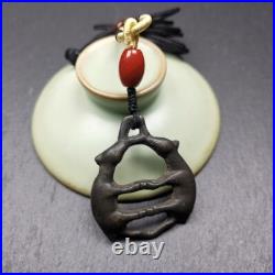 Antique Tibetan Buddhist Amulet Pair of Deer Old Spiritual Necklace