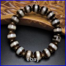 Antique Tibetan Dzi Bracelet High Oil Patina Vase Calcified Weathered Old A157