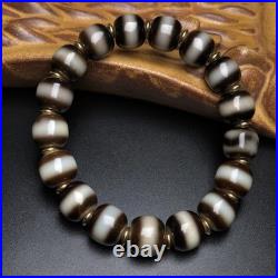 Antique Tibetan Dzi Bracelet High Oil Patina Vase Calcified Weathered Old A157