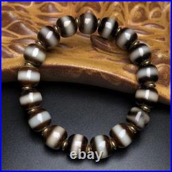 Antique Tibetan Dzi Bracelet High Oil Patina Vase Calcified Weathered Old A157
