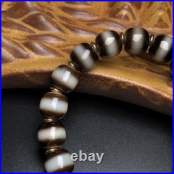 Antique Tibetan Dzi Bracelet High Oil Patina Vase Calcified Weathered Old A157