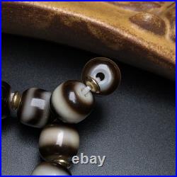 Antique Tibetan Dzi Bracelet High Oil Patina Vase Calcified Weathered Old A157