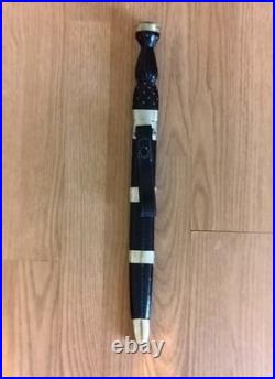 Antique Traditional Scottish Dirk with Engraved Silver Blade, Black Scabbard