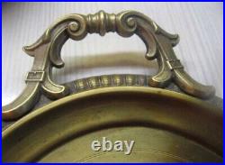 Antique Tray Bronze Handle WMF Engraved Copper Plate Gift Rare Old 19th