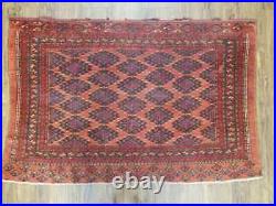 Antique Turkoman Rug Collectible Yamud Oriental Cushion Cover Carpet Red 3.4 x 5