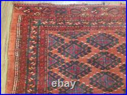Antique Turkoman Rug Collectible Yamud Oriental Cushion Cover Carpet Red 3.4 x 5