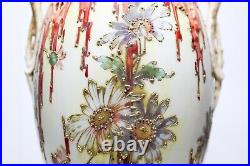 Antique Turn Teplitz Bohemia RSTK Austria Hand Painted Porcelain Handled Vase