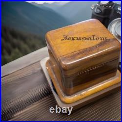 Antique Turned Boxwood Jewelry Box Holy Lands Jerusalem Engagement Diamond Rings