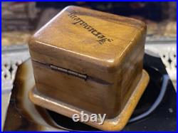 Antique Turned Boxwood Jewelry Box Holy Lands Jerusalem Engagement Diamond Rings
