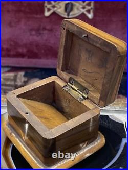 Antique Turned Boxwood Jewelry Box Holy Lands Jerusalem Engagement Diamond Rings