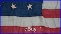 Antique US American Flag 25 Stars 1836-37 hand stitched maritime use 5' x 11