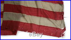 Antique US American Flag 25 Stars 1836-37 hand stitched maritime use 5' x 11