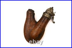 Antique Ulmer Kloben Burl Carved & Silver Smoking Pipe 19th Century