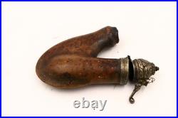 Antique Ulmer Kloben Burl Carved & Silver Smoking Pipe 19th Century