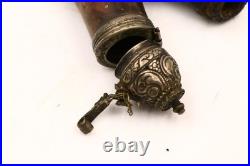 Antique Ulmer Kloben Burl Carved & Silver Smoking Pipe 19th Century
