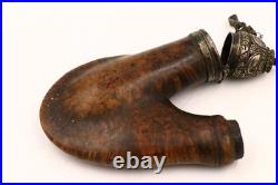 Antique Ulmer Kloben Burl Carved & Silver Smoking Pipe 19th Century