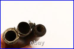 Antique Ulmer Kloben Burl Carved & Silver Smoking Pipe 19th Century