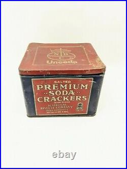 Antique Uneeda Bakers Premium Soda Crackers Tin National Biscuit Company