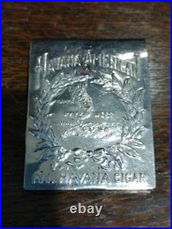 Antique United Cigars Havana American Metal Advertising Vesta Match Safe 1900's