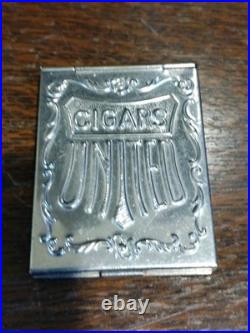 Antique United Cigars Havana American Metal Advertising Vesta Match Safe 1900's