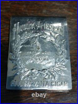 Antique United Cigars Havana American Metal Advertising Vesta Match Safe 1900's