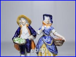 Antique Unterweissbach Dreden Hand Painted Farmers Porcelain Miniature Figurine