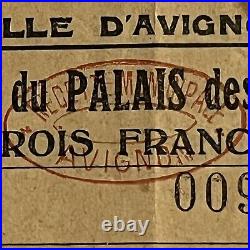 Antique Used Ticket To The Palais Des Papes Pope's Palace In Avignon #00917
