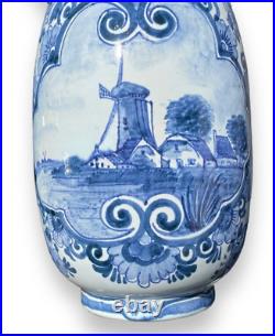 Antique Vase Delft Pansu Earthenware Decor Au Moulin Mill Decor Rare Old 19th