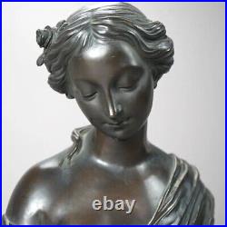 Antique Victorian 12 Bronze Statue of a Classical Maiden