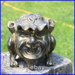 Antique Victorian Brass Devil Gargoyle Inkwell Hinged Gothic 1800s Collectible