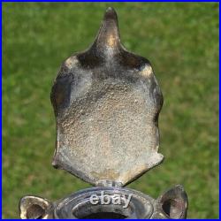 Antique Victorian Brass Devil Gargoyle Inkwell Hinged Gothic 1800s Collectible