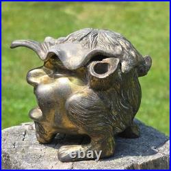 Antique Victorian Brass Devil Gargoyle Inkwell Hinged Gothic 1800s Collectible