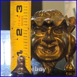 Antique Victorian Brass Devil Gargoyle Inkwell Hinged Gothic 1800s Collectible