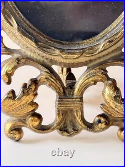 Antique Victorian Cast Metal Oval Frame With Original Portrait Photograph