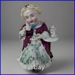 Antique Victorian Figural Woman Tobacco Jar Tea Caddy Humidor Porcelain 8.5