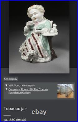 Antique Victorian Figural Woman Tobacco Jar Tea Caddy Humidor Porcelain 8.5