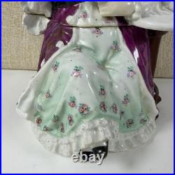 Antique Victorian Figural Woman Tobacco Jar Tea Caddy Humidor Porcelain 8.5