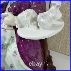 Antique Victorian Figural Woman Tobacco Jar Tea Caddy Humidor Porcelain 8.5
