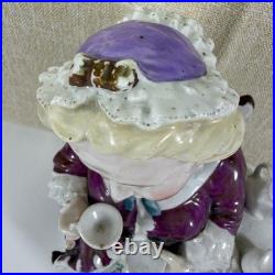 Antique Victorian Figural Woman Tobacco Jar Tea Caddy Humidor Porcelain 8.5