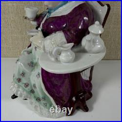 Antique Victorian Figural Woman Tobacco Jar Tea Caddy Humidor Porcelain 8.5