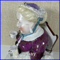 Antique Victorian Figural Woman Tobacco Jar Tea Caddy Humidor Porcelain 8.5