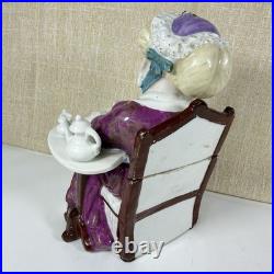 Antique Victorian Figural Woman Tobacco Jar Tea Caddy Humidor Porcelain 8.5