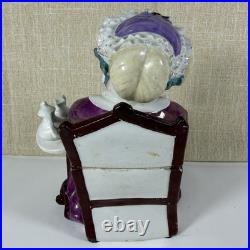 Antique Victorian Figural Woman Tobacco Jar Tea Caddy Humidor Porcelain 8.5