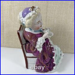 Antique Victorian Figural Woman Tobacco Jar Tea Caddy Humidor Porcelain 8.5