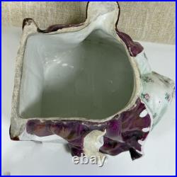 Antique Victorian Figural Woman Tobacco Jar Tea Caddy Humidor Porcelain 8.5