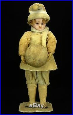 Antique Victorian German Wax and Cotton Batting Christmas Candy Container ca1880