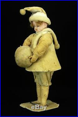 Antique Victorian German Wax and Cotton Batting Christmas Candy Container ca1880