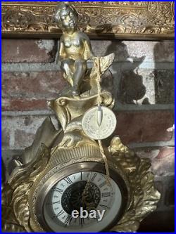 Antique Victorian Guild Ornate Bronze Mantel Clock Italy