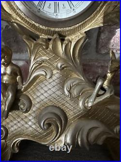 Antique Victorian Guild Ornate Bronze Mantel Clock Italy