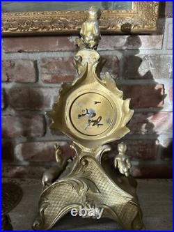 Antique Victorian Guild Ornate Bronze Mantel Clock Italy